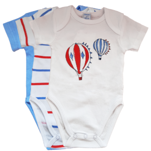 3 Baby Bodys aus 100% Baumwolle mit Muster